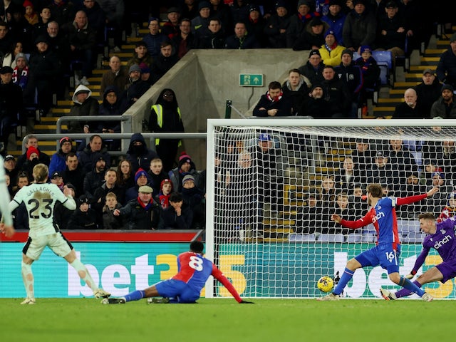 Chelsea's Conor Gallagher scores their second goal on February 12, 2024