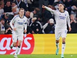 Copenhagen's Mohamed Elyounoussi celebrates scoring against Manchester United on November 8, 2023