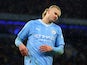 Manchester City's Erling Haaland reacts on December 3, 2023