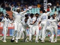 India celebrate taking an England wicket in second Test on February 5, 2024.