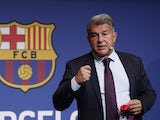 Barcelona president Joan Laporta during the press conference on February 1, 2022