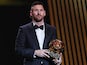 Lionel Messi poses with the Ballon d'Or trophy on October 30, 2023