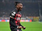 AC Milan's Rafael Leao celebrates their first goal on February 14, 2023